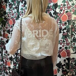 White Sequin Bride 23 Sheer Top